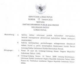 SK No 16 tentang daftar Informasi Publik Kalurahan Patuk